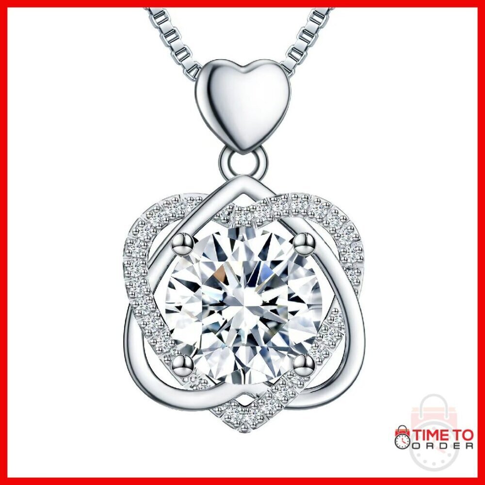 5 Carat Moissanite Sterling Silver Infinity Heart Pendant Necklace